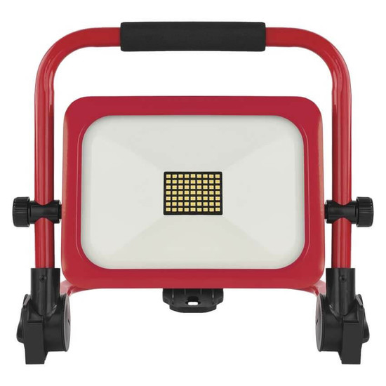 Emos LED Fluter Acco 50W tageslichtweiss 6500K Akku IP54 Rot Schwarz Aluminium 29x22cm ZS2833