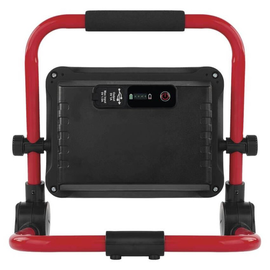 Emos LED Fluter Acco 50W tageslichtweiss 6500K Akku IP54 Rot Schwarz Aluminium 29x22cm ZS2833