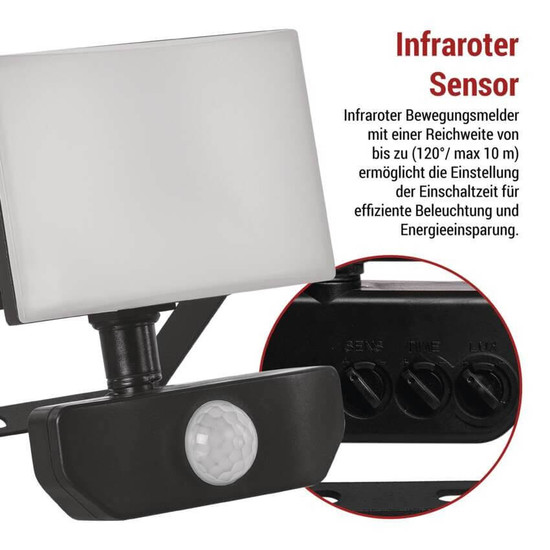 Emos LED Fluter mit Bewegungsmelder Tambo 10W neutralweiss 4000K IP54 Schwarz Aluminium 10,5x14cm ZS2912
