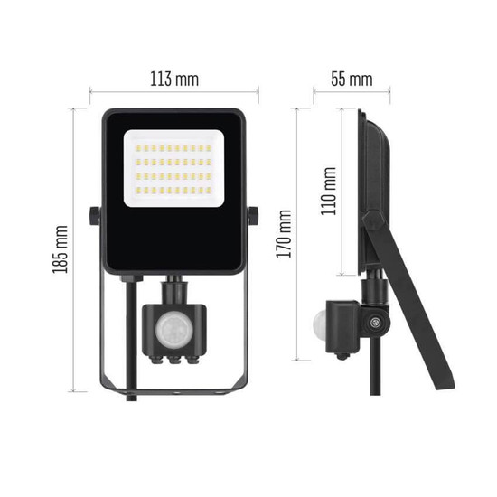 Emos LED Fluter mit Bewegungsmelder Visio 20W neutralweiss 4000K IP54 Schwarz Aluminium 18,5x11cm ZS2923