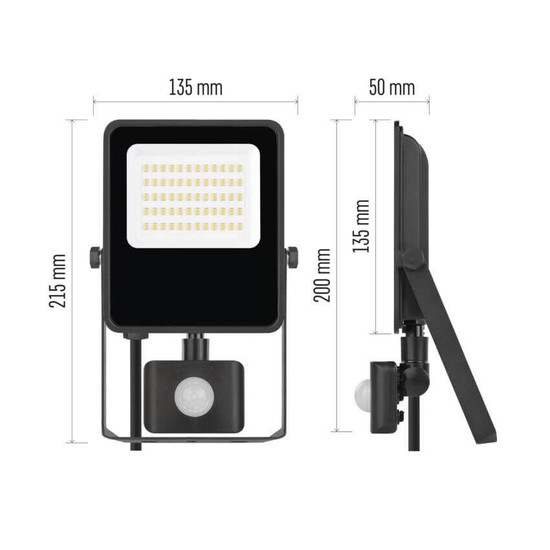 Emos LED Fluter mit Bewegungsmelder Visio 30W neutralweiss 4000K IP54 Schwarz Aluminium 21,5x13,5cm ZS2933
