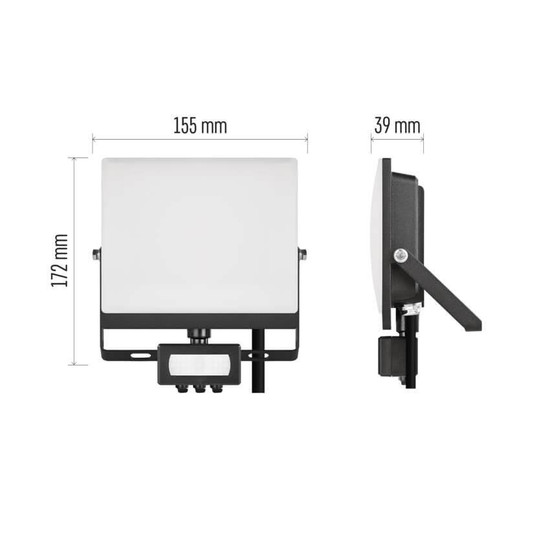 Emos LED Fluter mit Bewegungsmelder Tambo Evo 30W neutralweiss 4000K IP44 Schwarz Aluminium 15,5x17cm ZS2934