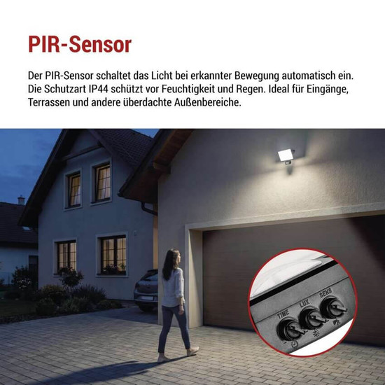 Emos LED Fluter mit Bewegungsmelder Tambo Evo 30W neutralweiss 4000K IP44 Schwarz Aluminium 15,5x17cm ZS2934