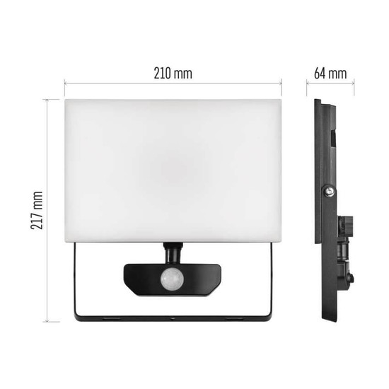 Emos LED Fluter mit Bewegungsmelder Tambo 50W neutralweiss 4000K IP54 Schwarz Aluminium 21x22cm ZS2942