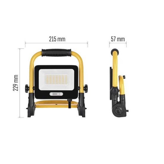 Emos LED Baustrahler Glaro 30W neutralweiss 4000K IP65 Schwarz Gelb Aluminium ZS3213