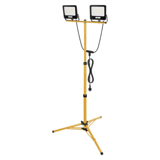 Emos LED Fluter Set mit Stativ Glaro 2x 50W neutralweiss 4000K IP65 Schwarz Gelb Aluminium 73x63cm ZS3214.2