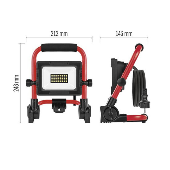 Emos LED Baustrahler Elion 20W neutralweiss 4000K IP65 Rot Schwarz Aluminium 21x14cm ZS3323