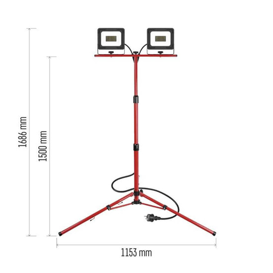 Emos LED Fluter Set mit Stativ Elion 2x 30W neutralweiss 4000K IP65 Rot Schwarz Aluminium 115x107,5cm ZS3333.2