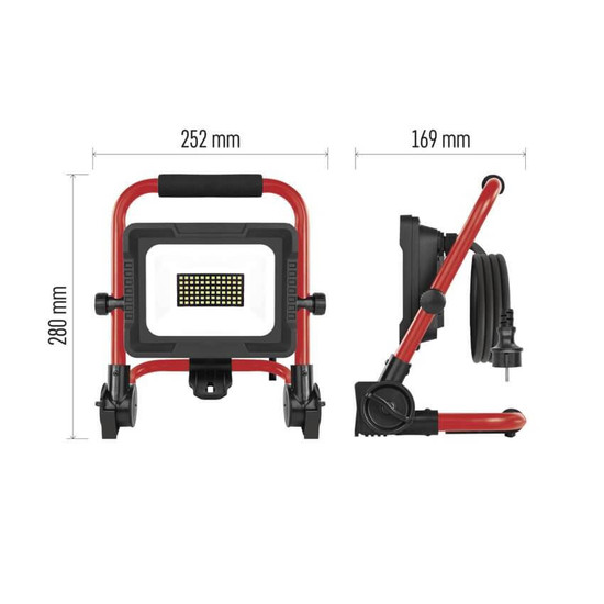 Emos LED Baustrahler Elion 30W neutralweiss 4000K IP65 Rot Schwarz Aluminium 25x28cm ZS3333