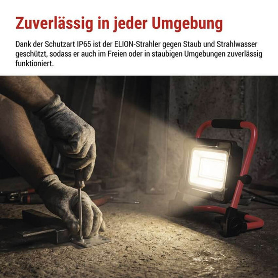 Emos LED Baustrahler Elion 30W neutralweiss 4000K IP65 Rot Schwarz Aluminium 25x28cm ZS3333