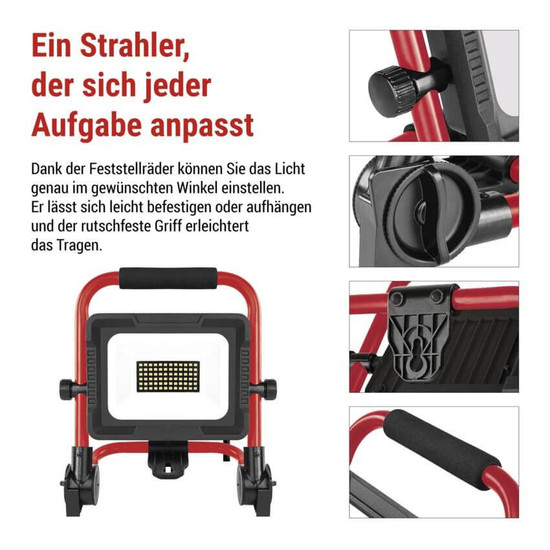 Emos LED Baustrahler Elion 30W neutralweiss 4000K IP65 Rot Schwarz Aluminium 25x28cm ZS3333