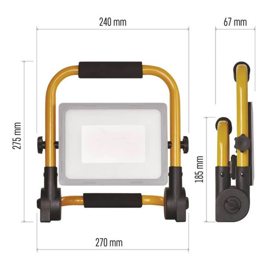 Emos LED Fluter Ilio 51W neutralweiss 4000K IP44 Schwarz Gelb Aluminium 27x18,5cm ZS3342