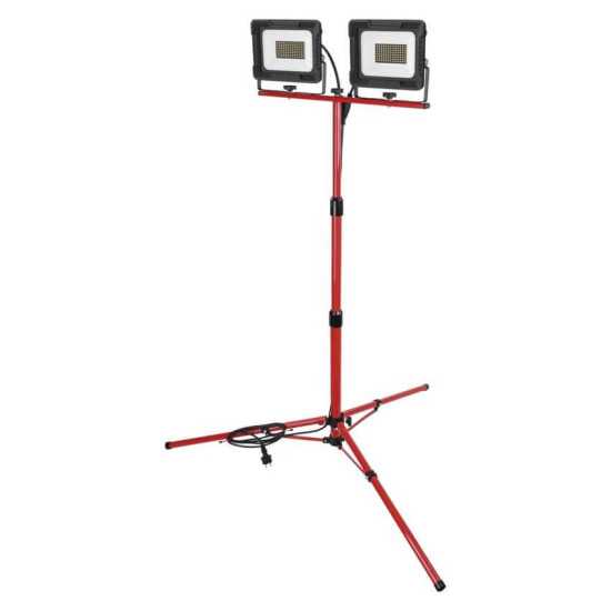 Emos LED Fluter Set mit Stativ Elion 2x 50W neutralweiss 4000K IP65 Rot Schwarz Aluminium 115x107,5cm ZS3343.2