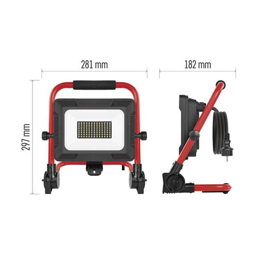 Emos LED Baustrahler Elion 50W neutralweiss 4000K IP65 Rot Schwarz Aluminium 28x18cm ZS3343