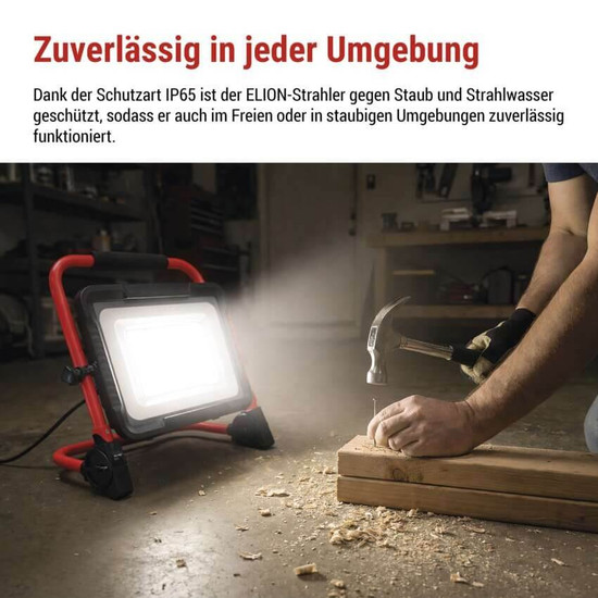 Emos LED Baustrahler Elion 100W neutralweiss 4000K IP65 Rot Schwarz Aluminium 40x35cm ZS3353