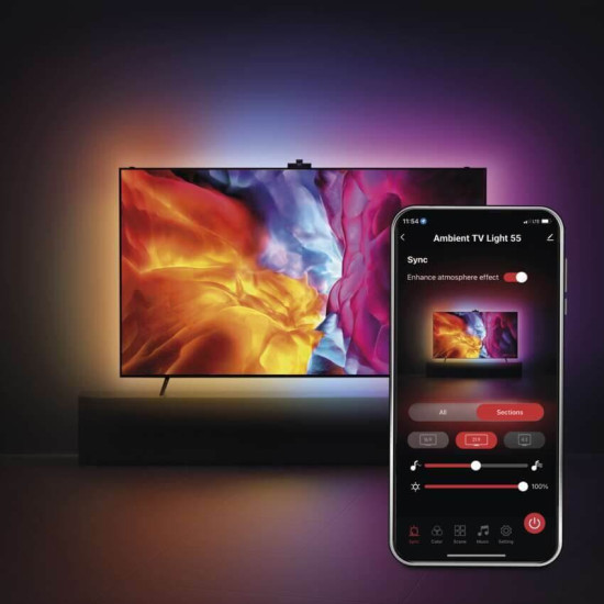 Emos LED TV-Hintergrundbeleuchtung Ambient RGB für 55 Zoll 24W WiFi Schwarz Weiß ZTV55