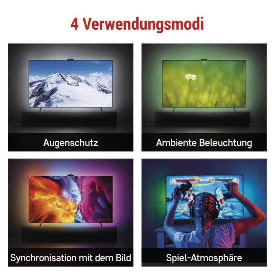 Emos LED TV-Hintergrundbeleuchtung Ambient RGB für 65 Zoll 24W WiFi Schwarz Weiß ZTV65