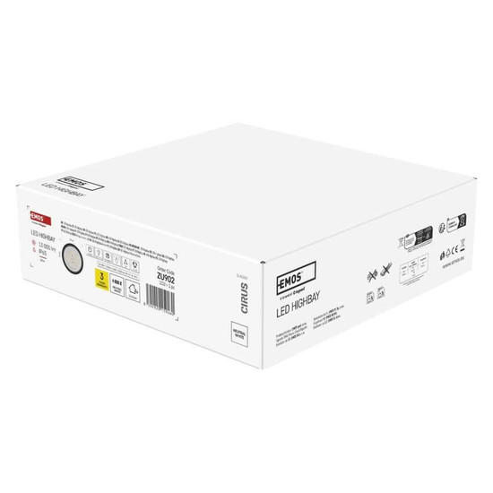 Emos LED Hallenleuchte Cirus 100W neutralweiss 4000K IP65 Dunkelgrau Aluminium Ø26cm ZU902
