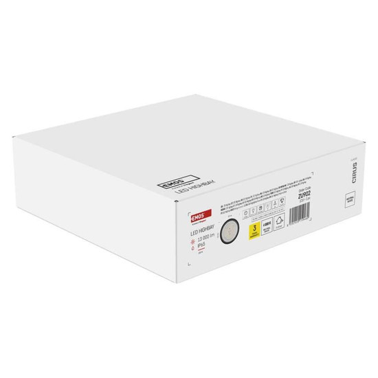 Emos LED Hallenleuchte Cirus 100W neutralweiss 4000K IP65 Dunkelgrau Aluminium Ø26cm ZU902