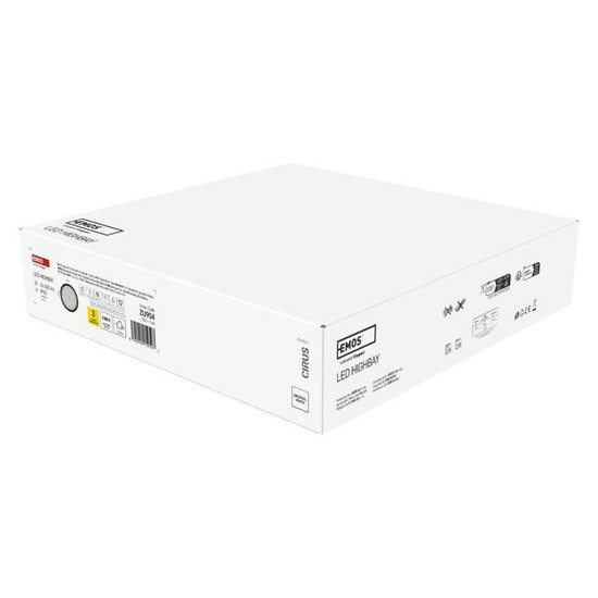 Emos LED Hallenleuchte Cirus 200W neutralweiss 4000K IP65 Dunkelgrau Aluminium Ø36cm ZU904