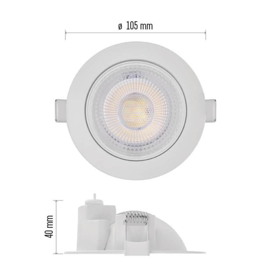 Emos LED Einbaustrahler Geri 6,5W CCT warm-/neutral-/tageslichtweiss 2700K/4000K/6500K dimmbar Weiß Aluminium Ø10,5cm ZV1160