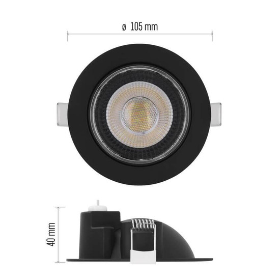 Emos LED Einbaustrahler Geri 6,5W CCT warm-/neutral-/tageslichtweiss 2700K/4000K/6500K dimmbar Schwarz Aluminium Ø10,5cm ZV1161