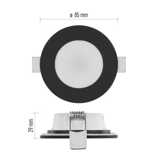 Emos LED Einbaustrahler 4,5W CCT warm-/neutralweiss 2700K/4000K IP65 Schwarz Ø8,5cm ZV1164