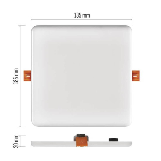 Emos LED Panel Vixxo 19W neutralweiss 4000K IP65 Weiß Aluminium 18,5x18,5cm ZV2152