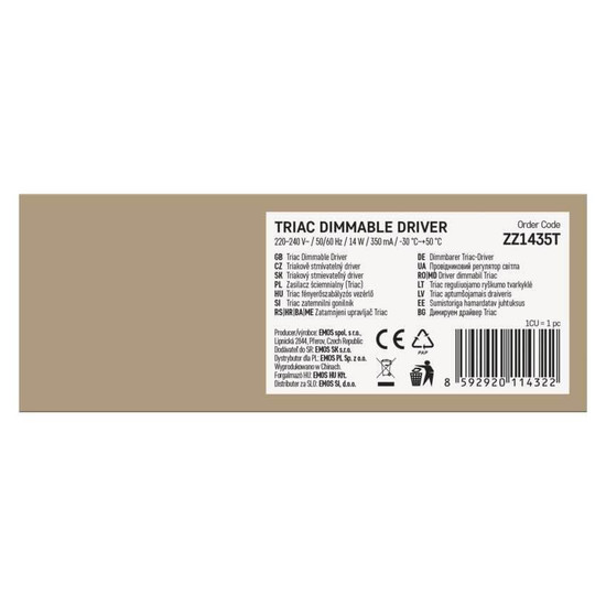 Emos Leuchtenzubehör Triac dimmbarer Treiber 350mA 14W ZZ1435T