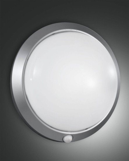 Fabas Luce Außen-Deckenleuchte Armilla E27 Ø300mm IP44 Silber Bewegungsmelder