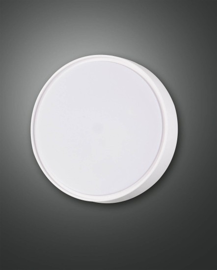 Fabas Luce Außen-Deckenleuchte Hatton E27 Ø250mm IP65 Weiß 30W Bewegungsmelder, made in Italy
