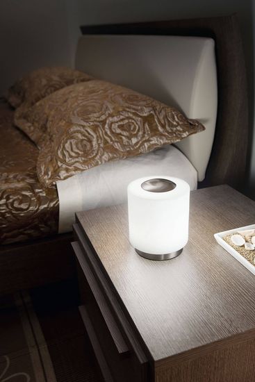 Fabas Luce LED Tischleuchte Simi Ø120mm 8W Warmweiß Chromfarben dimmbar