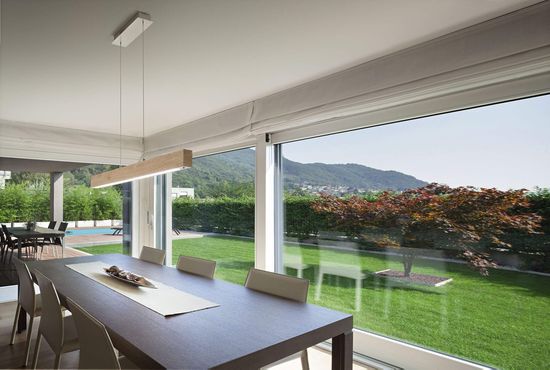 Fabas Luce LED Pendelleuchte Badia 2000x1100mm 43W Warmweiß Eichenholz dimmbar