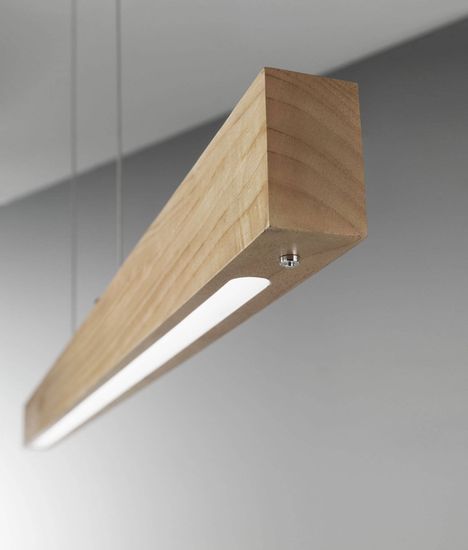 Fabas Luce LED Pendelleuchte Badia 2000x1100mm 43W Warmweiß Eichenholz dimmbar
