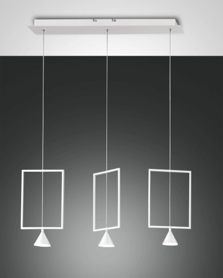 Fabas Luce LED Pendelleuchte Sirio 2000x730mm 24W Warmweiß Weiß dimmbar