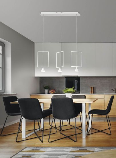 Fabas Luce LED Pendelleuchte Sirio 2000x730mm 24W Warmweiß Weiß dimmbar