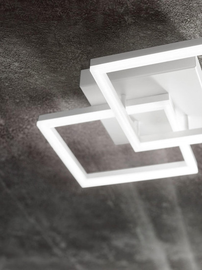 Fabas Luce LED Wandleuchte Bard 39W dimmbar Smartluce 3000K warmweiss Weiß Alu 45x45cm
