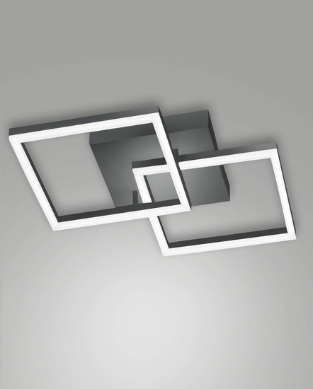 Fabas Luce LED Wandleuchte Bard 39W dimmbar Smartluce 3000K warmweiss Anthrazit Alu 45x45cm