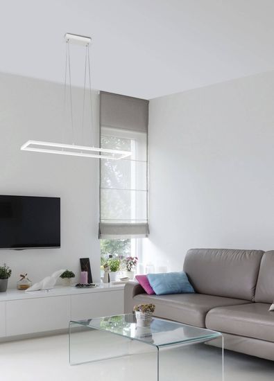 Fabas Luce LED Pendelleuchte Bard 2000x320mm 52W Neutralweiß Weiß dimmbar