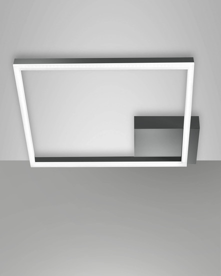 Fabas Luce LED Deckenleuchte Bard 39W dimmbar Smartluce 3000K warmweiss Anthrazit Alu 45x45cm