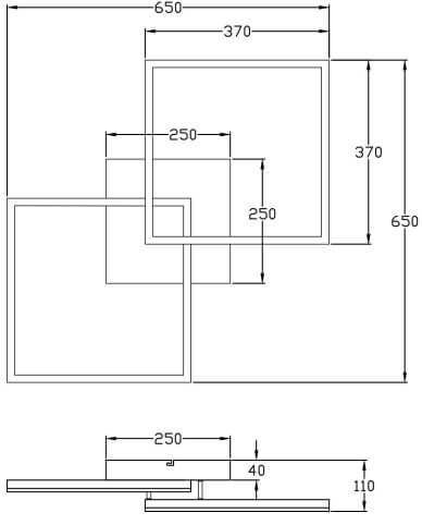 Fabas Luce LED Deckenleuchte Bard 52W dimmbar Smartluce 3000K warmweiss Schwarz Metall 65x65cm