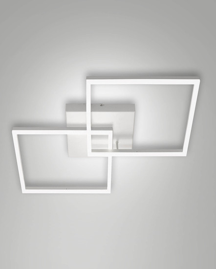 Fabas Luce LED Deckenleuchte Bard 52W dimmbar Smartluce 3000K warmweiss Weiß Alu 65x65cm