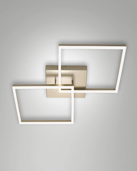 Fabas Luce LED Deckenleuchte Bard 52W dimmbar Smartluce 3000K warmweiss Gold edelmatt Alu 65x65cm