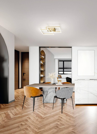 Fabas Luce LED Deckenleuchte Bard 52W dimmbar Smartluce 3000K warmweiss Gold edelmatt Alu 65x65cm