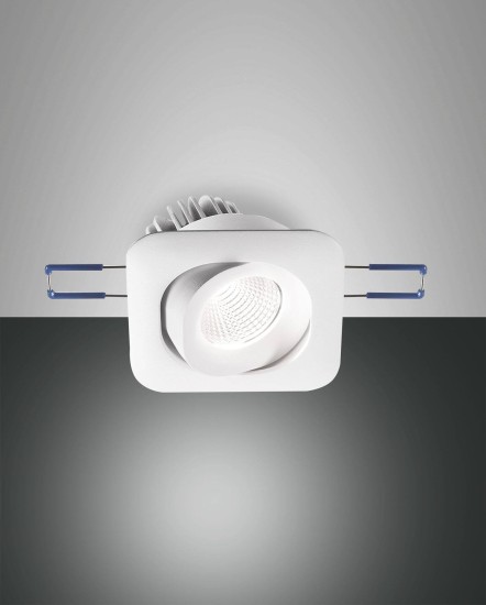Fabas Luce LED Einbauspot Set Sigma Ø70mm 7W Warmweiß Weiß eckig schwenkbar