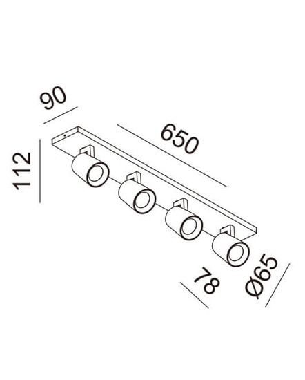 Fabas Luce Deckenstrahler Modo GU10 4-flammig Weiß Alu-Druckguss 65x9cm