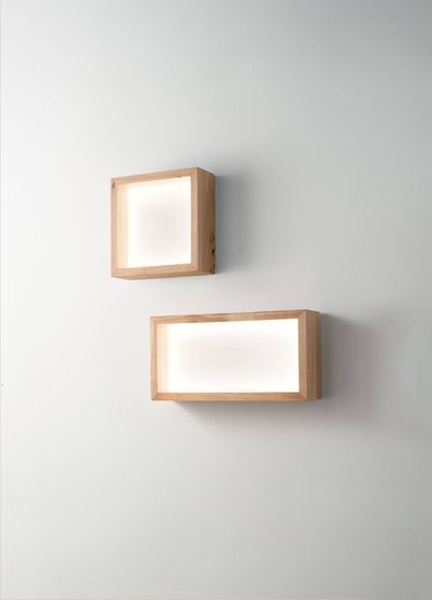 Fabas Luce LED Wandleuchte Window 375x130mm 29W Warmweiß Eichenholz