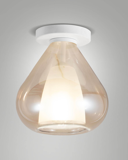 Fabas Luce Deckenleuchte Lila E27 Amber Metall Glas Ø20cm