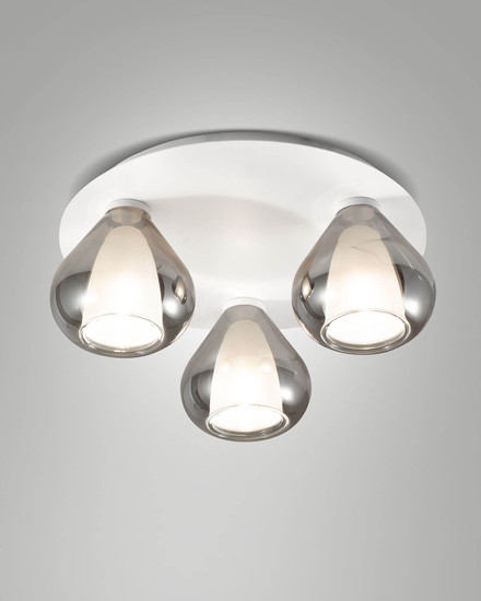 Fabas Luce Deckenleuchte Lila E14 3-flammig Grau transparent Metall Glas Ø40cm