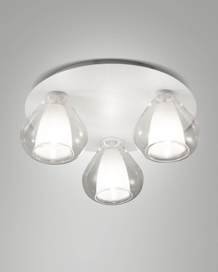 Fabas Luce Deckenleuchte Lila E14 3-flammig Transparent Metall Glas Ø40cm